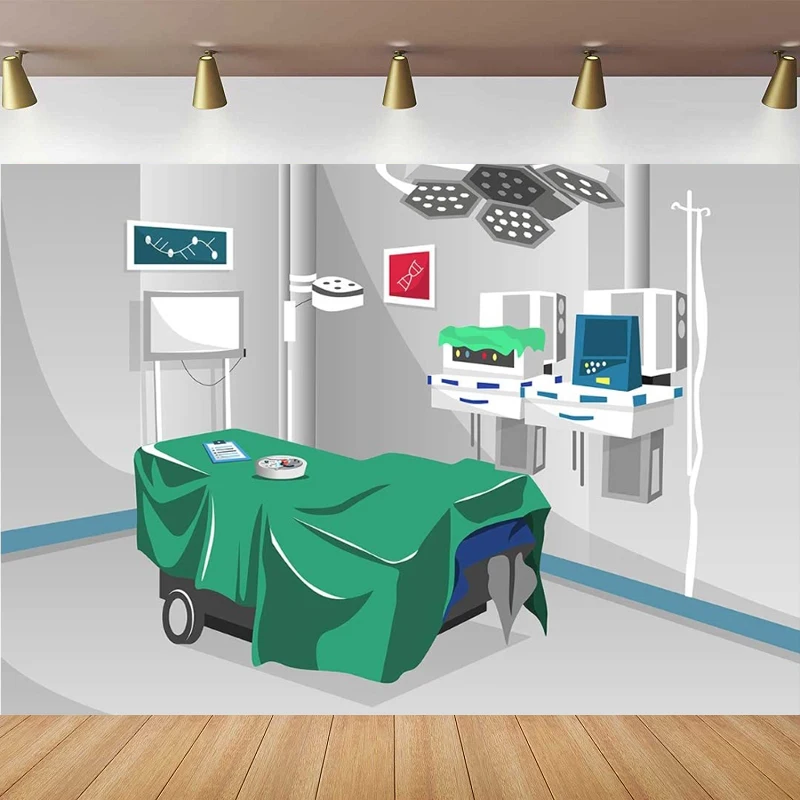 

Photography Backdrop Cartoon Hospital Operating Room Poster Medical Equipment Background Studio Props Banner
