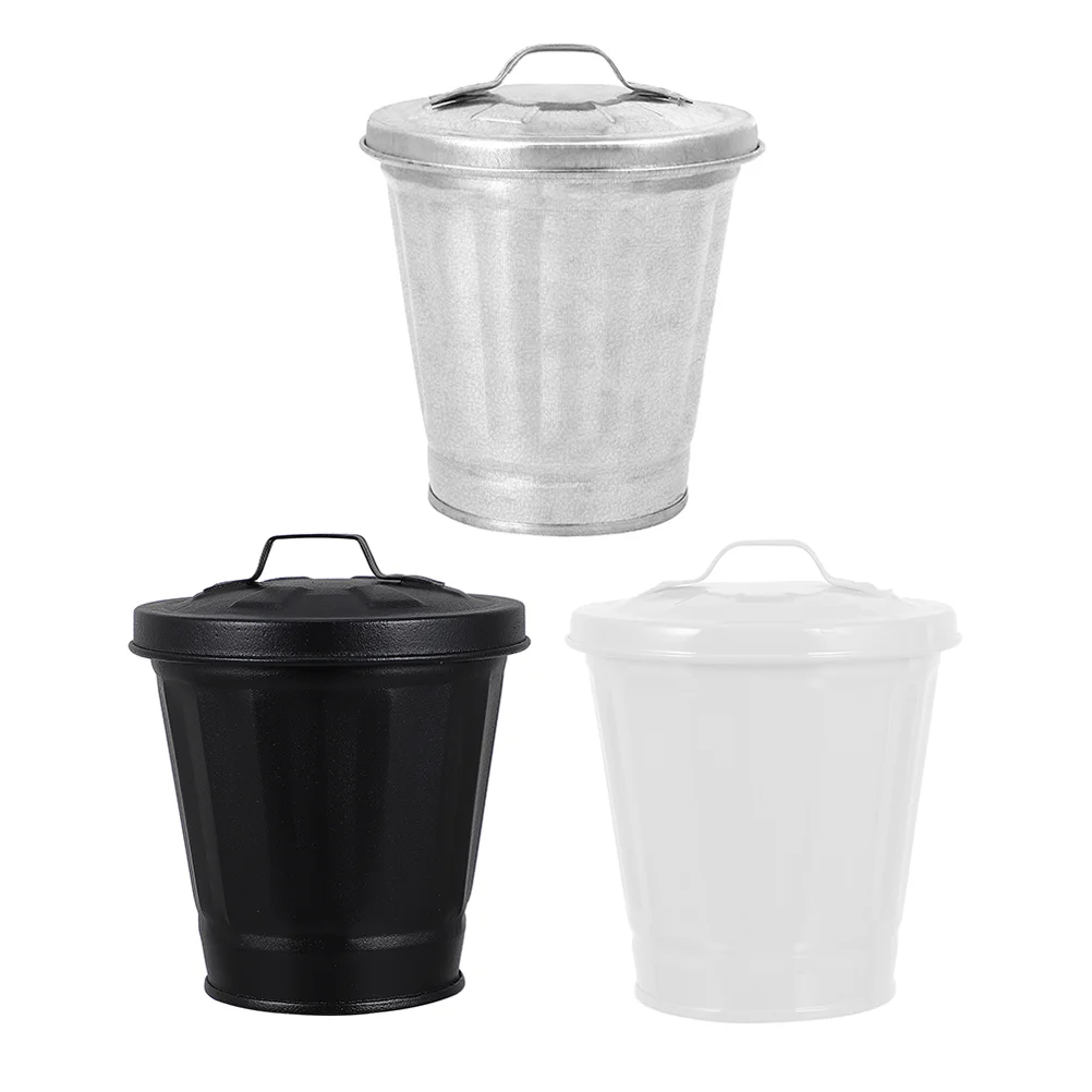 

Can Trash Mini Garbage Bin Waste Desktop Tiny Table Flowerpot Metal Bins Bucket Container Countertop Galvanized Planter Basket