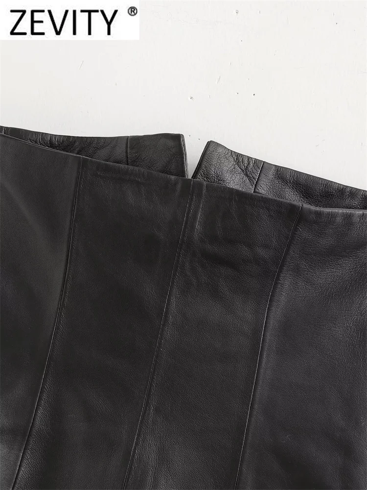 Zevity новинка 2024 женская модная тонкая блузка из искусственной кожи без бретелек