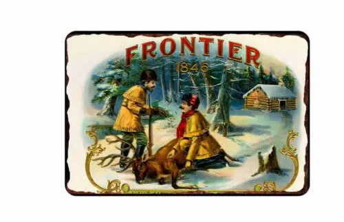 Frontier сигары жестяной знак 8x1 2 винтажные этикетки для сигар 1890-1900 реклама