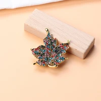 colorful diamond enamel maple leaf brooch pearl classic botanical wedding office brooch pin womens jewelry accessories