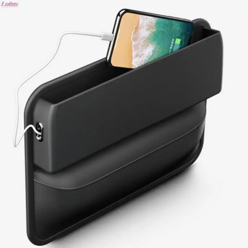 

PU Leather Car Console Side Seat Gap Filler Front Seat Organizer for Cellphone Key Coins Stop Dropping between Seats Black