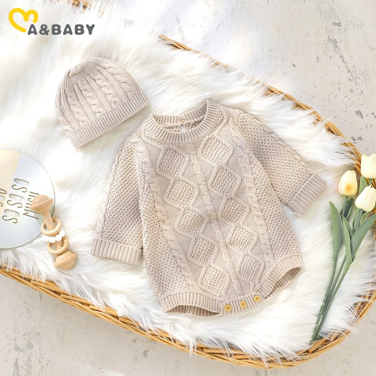 Женский трикотажный комбинезон Ma &amp Baby теплый однотонный с длинными рукавами и