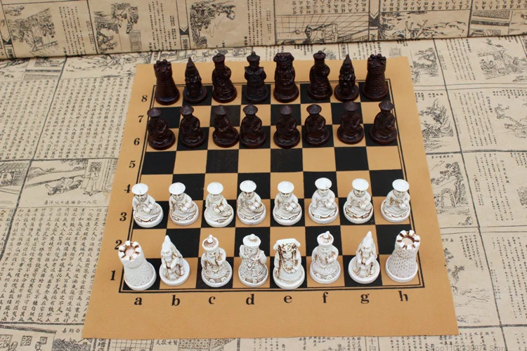 

Antique Chess Medium Size PVC Chessboard Qing Pawn Chess Pieces Figure Shape Child Gift Toys Kids Chess Set Board Game Home