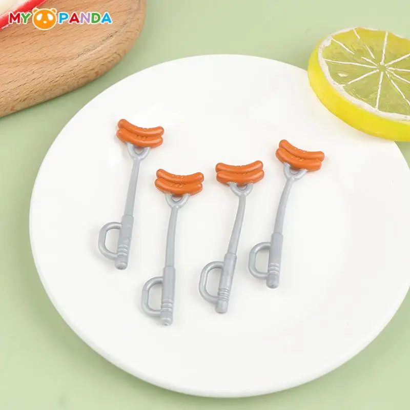 2Pcs Mini Simulation BBQ Grilled Sausage Miniature For Doll House Kitchen Decoration Crafts Toys For Children Pretend Play Toy 