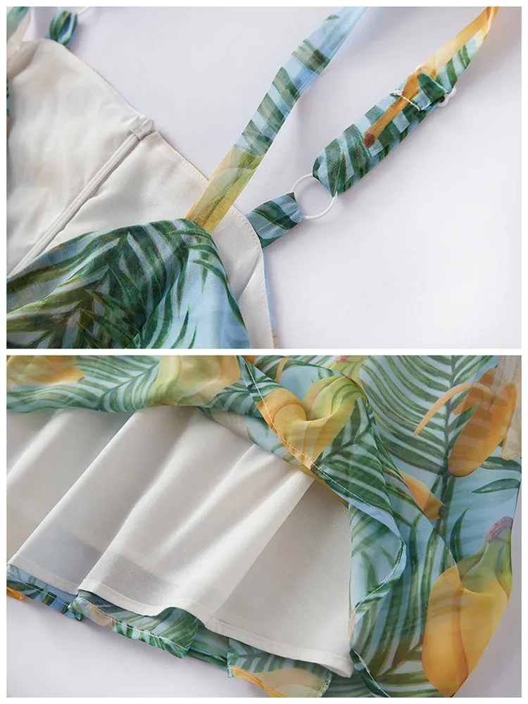 Женское пляжное шифоновое платье макси на бретелях-спагетти с V-образным вырезом