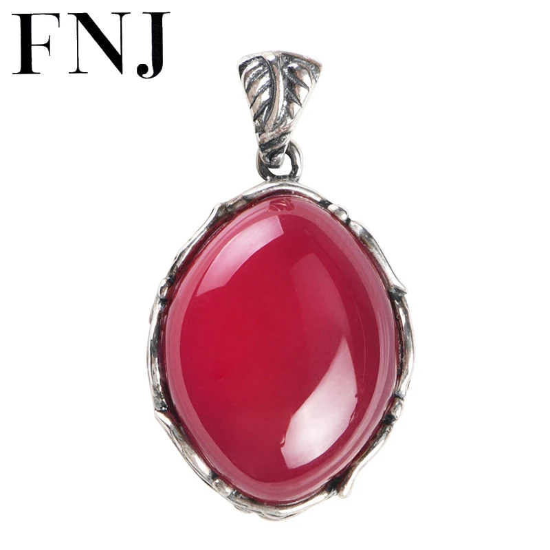 

Круглая Подвеска FNJ из серебра 925 пробы с розовым корундом, оригинальные подвески из чистого серебра S925 для изготовления ювелирных изделий, ...