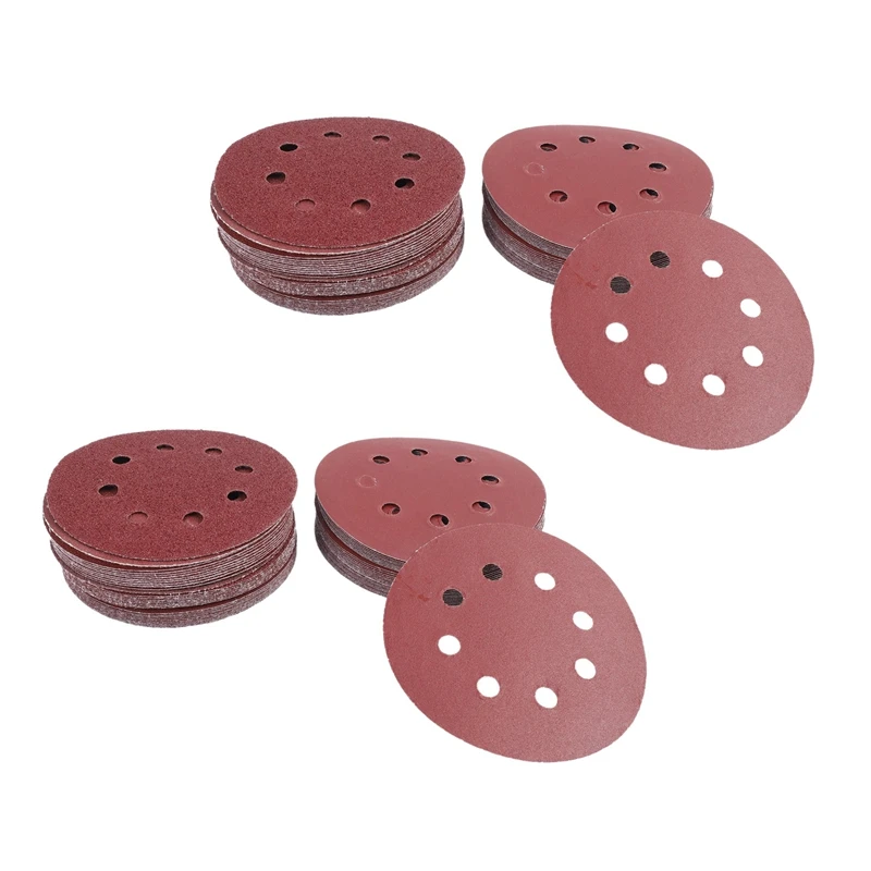 

120PCS 5 Inch Sanding Discs Sandpaper Assorted 60 80 120 180 240 320 Grits For Power Random Track Sanders