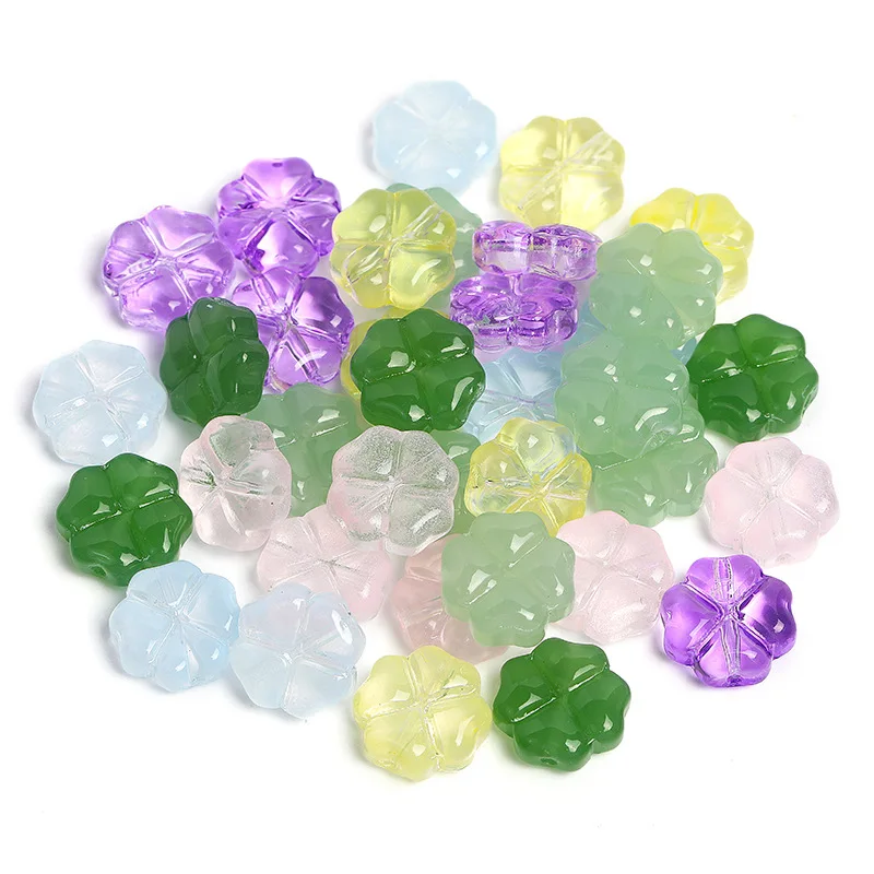 100pcs/Lot 10mm Flower Clover Shape Crystal Spacer Beads Glass Loose Beads Pendant For Jewelry Making DIY Necklace Accessories