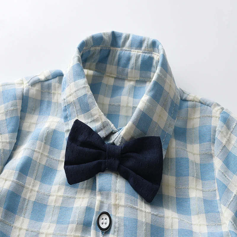 Весенне-осенний костюм для маленьких мальчиков с длинным рукавом рубашка