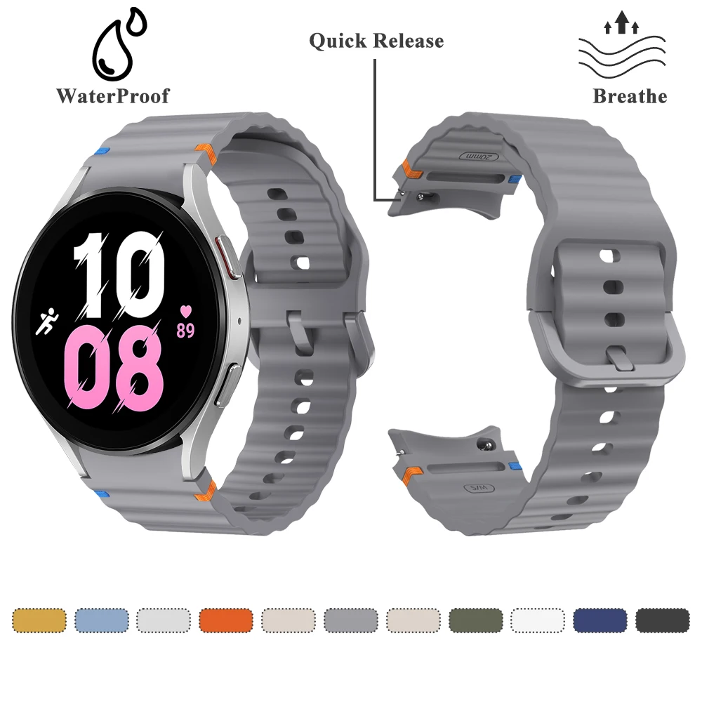 Sportowy pasek do zegarka Samsung Galaxy Watch 4 40 mm 42 Wave Classice Buckle Silikonowa opaska na nadgarstek 5 Pro 45