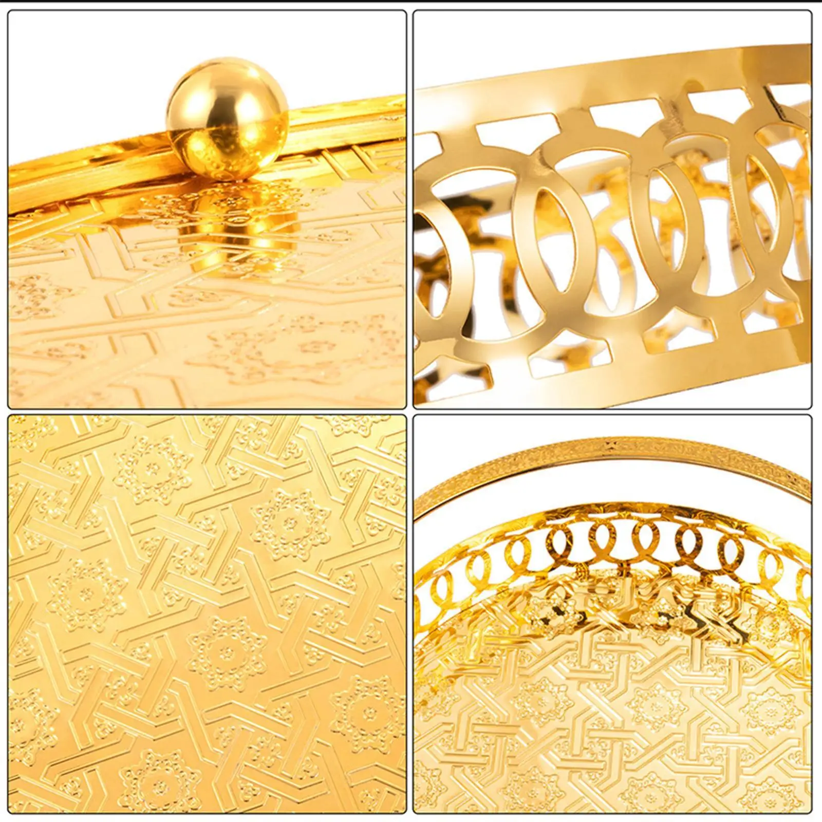 

Creative Alloy Decorative Tray W Handle Trinket Tray Dish Vanity Tray