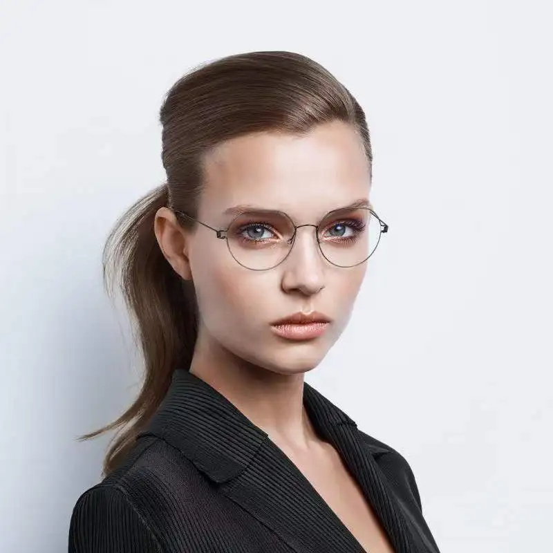 Denmark Brand Ultralight Screwless Titanium Glasses Frame Men Optical Prescription Eyeglasses Women Myopia Round Eyewear Evan