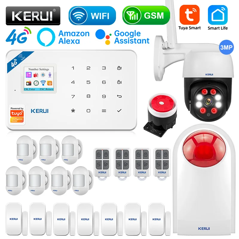 

Охранная сигнализация KERUI W184 Tuya Smart Home, GSM 4G Wi-Fi, охранная сигнализация с защитой от кражи, комплект с датчиком, 6 языков, для гаража