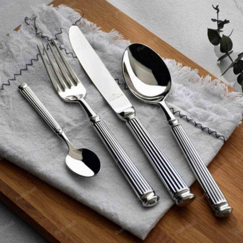 

Roman Knife, Fork and Spoon 304 Stainless Steel Thickened Western Food Knife Fork Spoon Thick Beef Steak Knife Fork Spoon Set