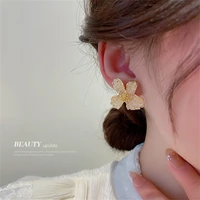silver needle crystal flower earring south korea fashion design feeling temperament new contracted net red sweet earring female
