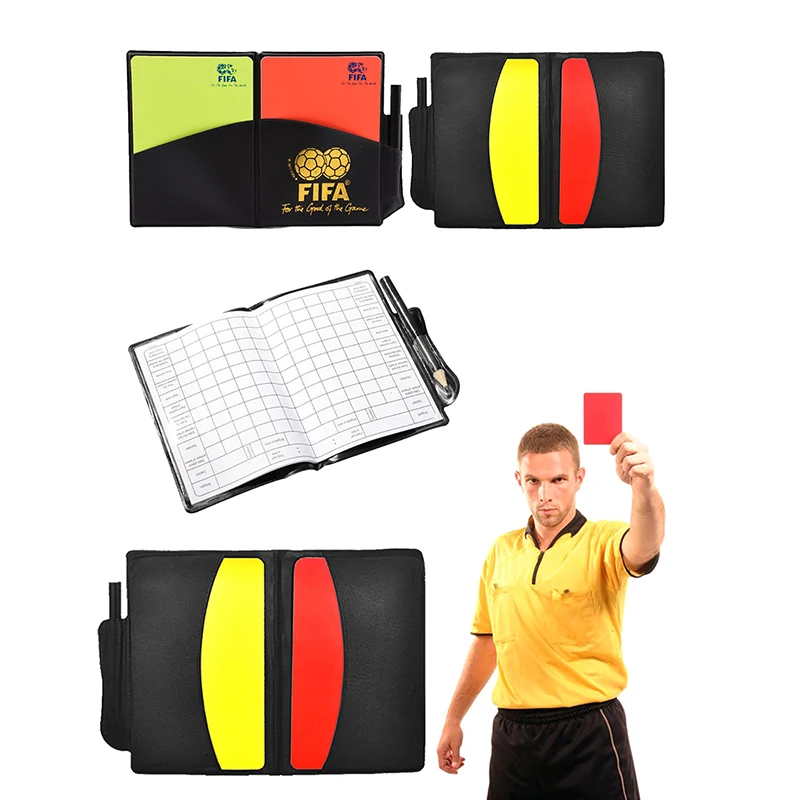 

Football Soccer Referee Card Sets Warning Referee Red and Yellow Cards with Wallet Score Sheets Notebook Judge Accessories