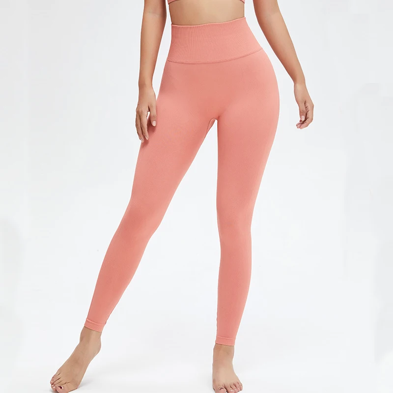 Женские однотонные эластичные штаны из лайкры для занятий йогой с высокой талией