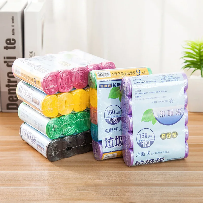 

5 рулонов, 100 шт., одноразовые утолщенные пакеты для мусора