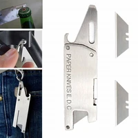 multi functional mini unisex camping 4 in 1 stainless steel edc gear screwdriver bottle opener paper knife