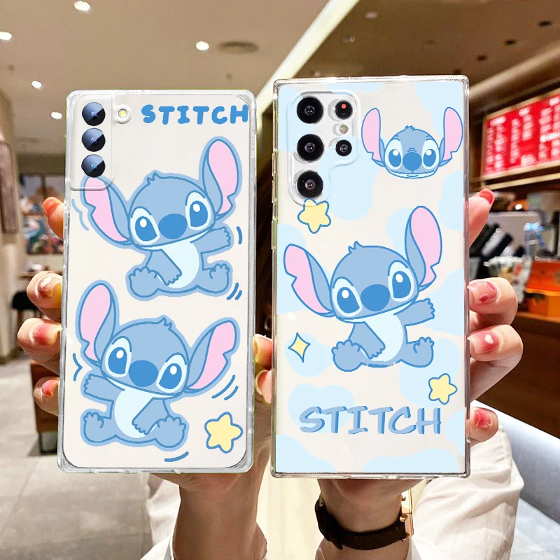 

Disney Stitch Phone Case For Samsung S8 S9 S10 S20 S21 S22 Plus 4G S10e 5G Lite Ultra FE Transparent luxury Silicone Funda Cover