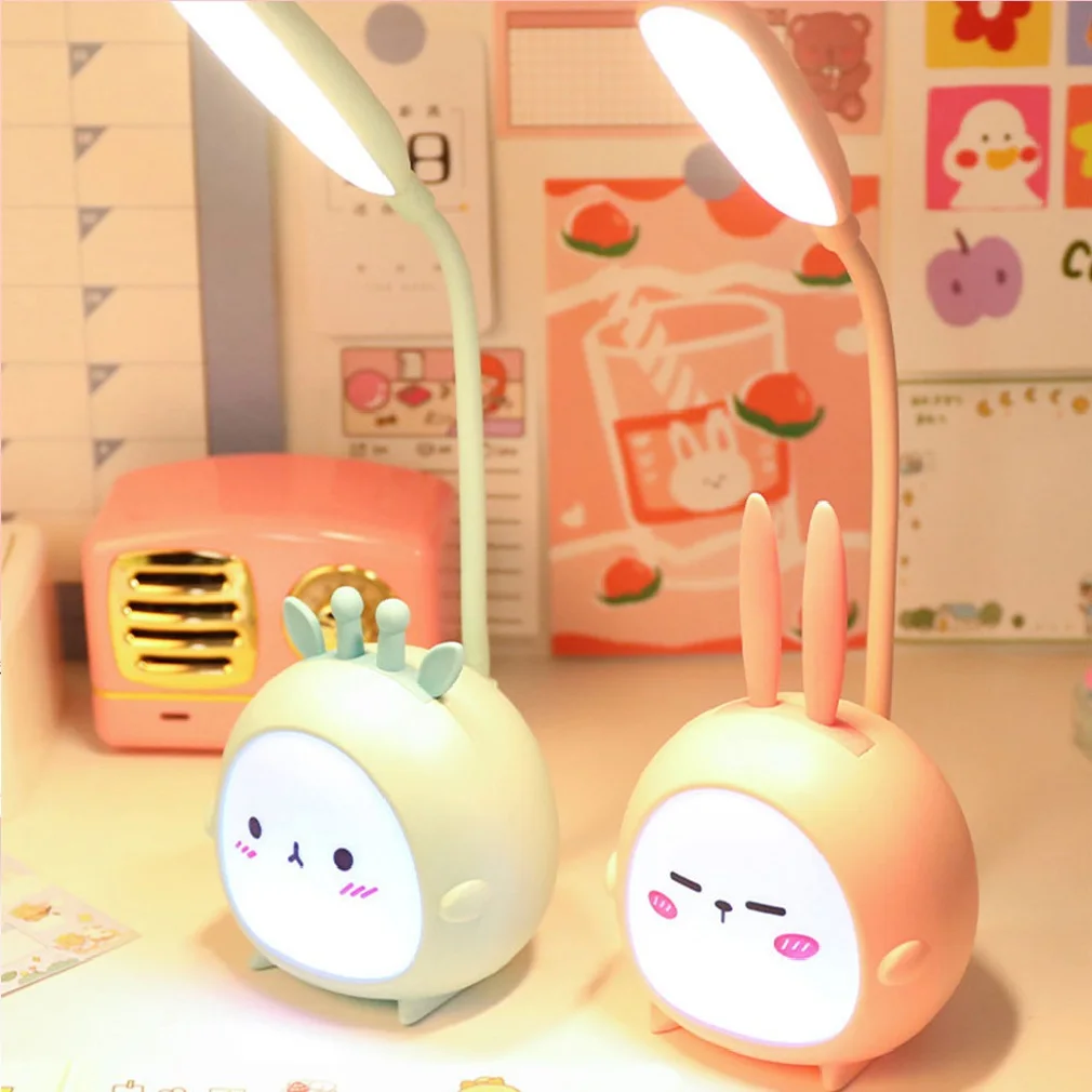LED Desk Lamp Cute Cartoon Table Lamp Eye Protection Reading Lamps Rechargeable Bedroom Three Mode Night Light For Kids Children