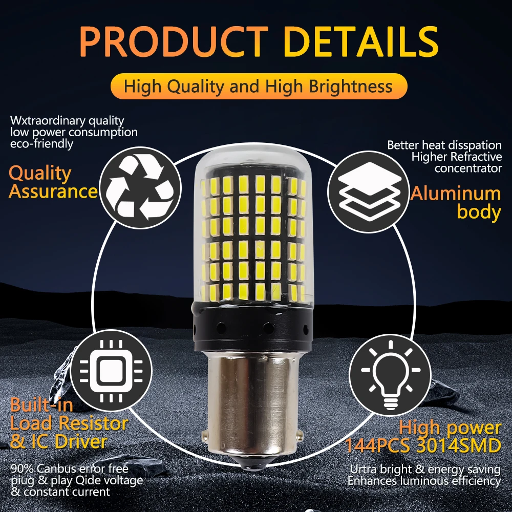 2 шт. 1156 BA15S P21W BAU15S PY21W T20 7440 W21W 3157 1157 P21/5W W21/5W Светодиодные лампы 144smd светодиодные CanBus