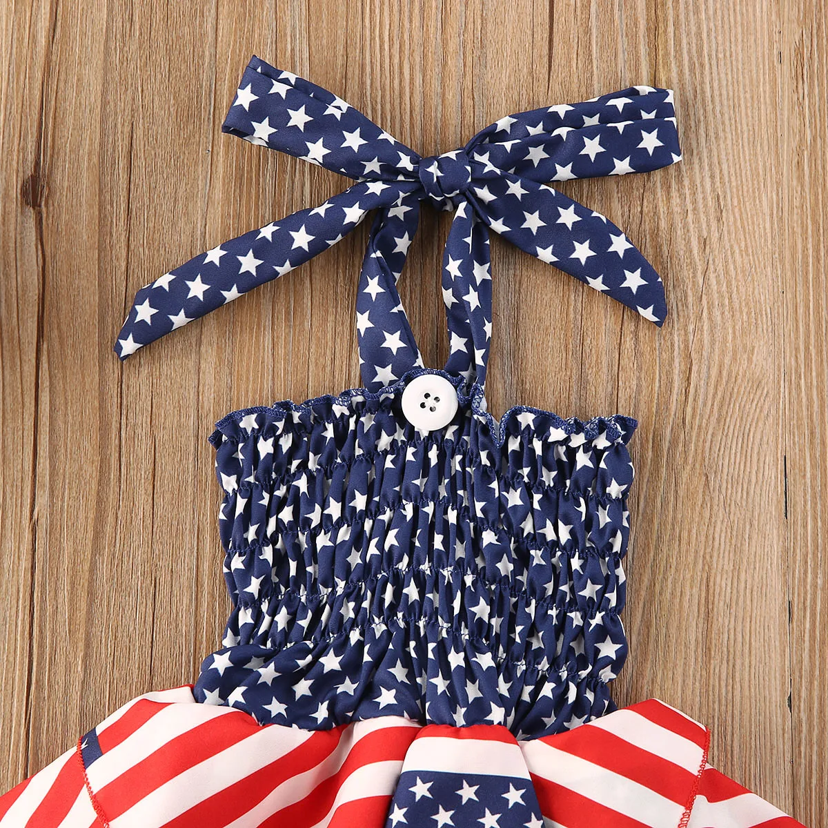Ruffle Dress Independence Day Outfit Toddler Baby Girls 4th of July American Flag Stripe Stars Print Halter Suspender Kids Dress enlarge