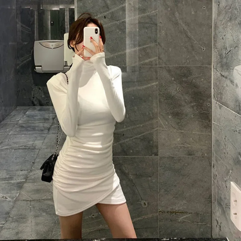 Новинка весна-осень 2023 корейское стройнящее платье-поло/платье средней длины с