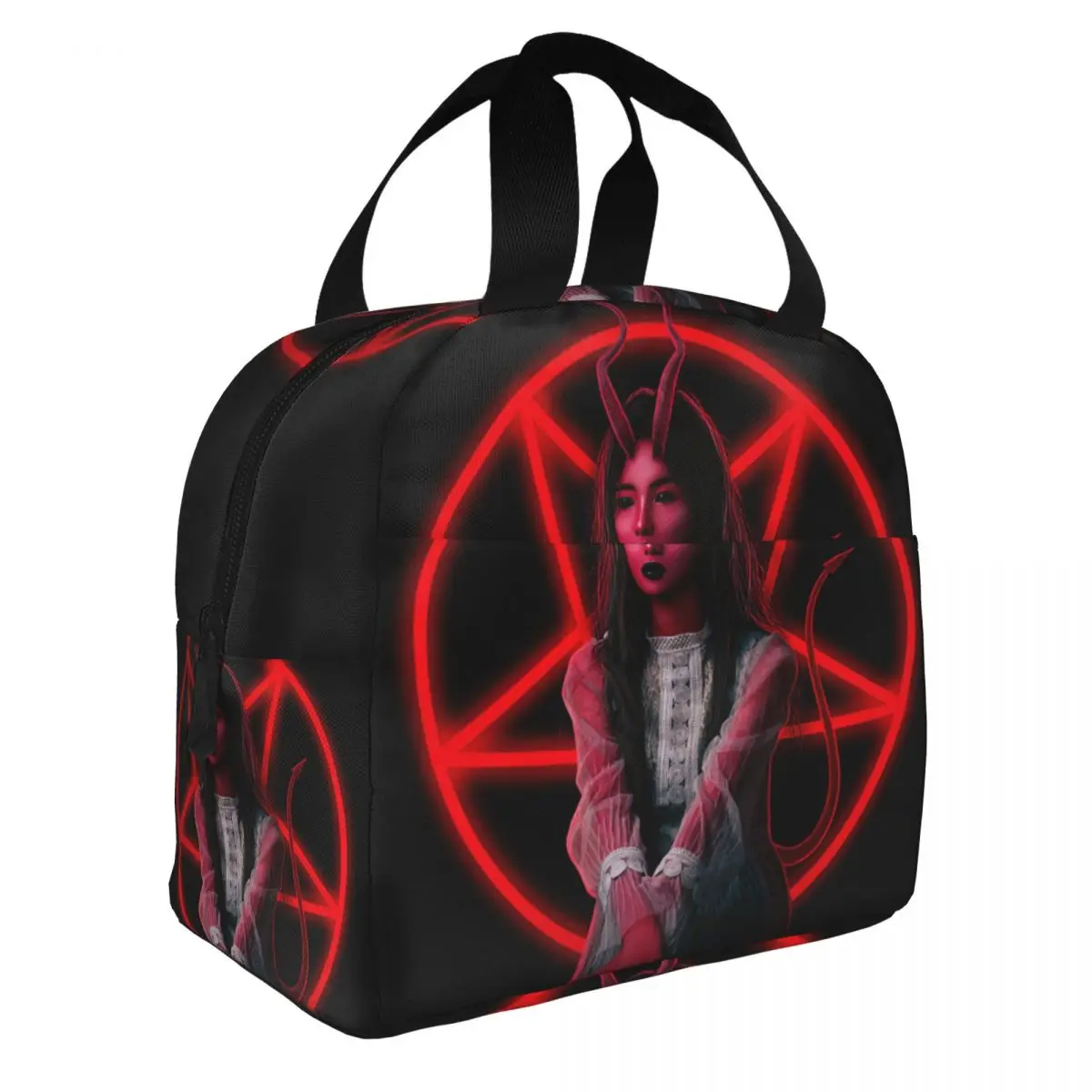 Baphomet Satanic ,The Demon Goth Lunch Bento Bags Portable Aluminum Foil thickened Thermal Cloth Lunch Bag for Women Men Boy