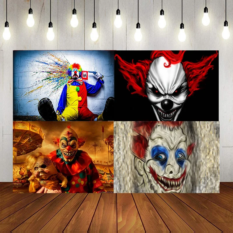 

Clown Evil Circus Theme Backdrop Photography Creepy Carnival Haunted House Horror Scary Background Birthday Party Decor Banner