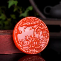 natural red jade lotus pendant necklace hand carved fashion charm jewellery chinese amulet accessories lucky gifts for women men