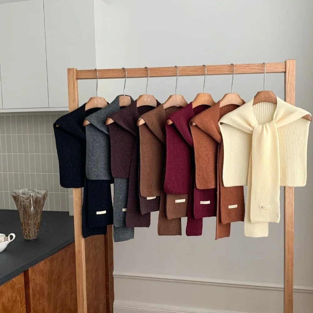 Повседневная вязаная шаль с завязками в корейском стиле однотонная накидка на