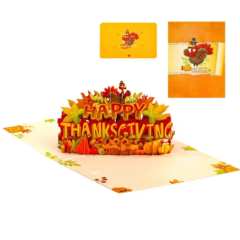 

Thanksgiving 3D Greeting Card Creative Pop Up Card With Turkey And Autumn Leaves Home Desk Decor Products For Studyroom School
