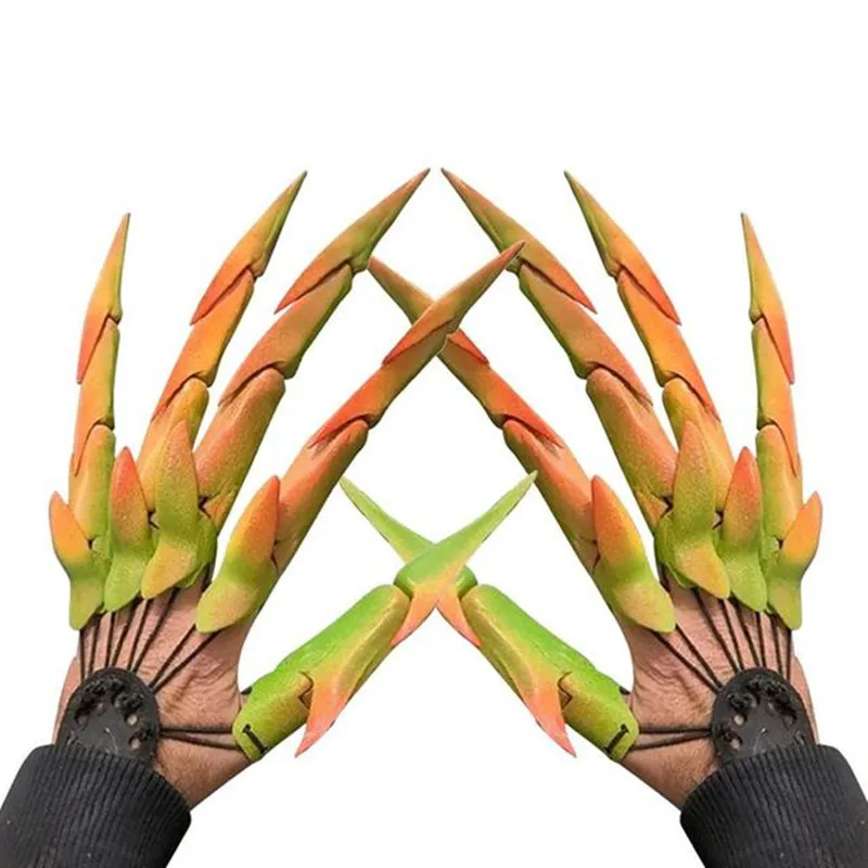 Цена Хит продаж, Хэллоуин, смешные забавные гибкие перчатки на палец, механическая модель, призрак, коготь, реквизит, ручная Сочлененная модель д...