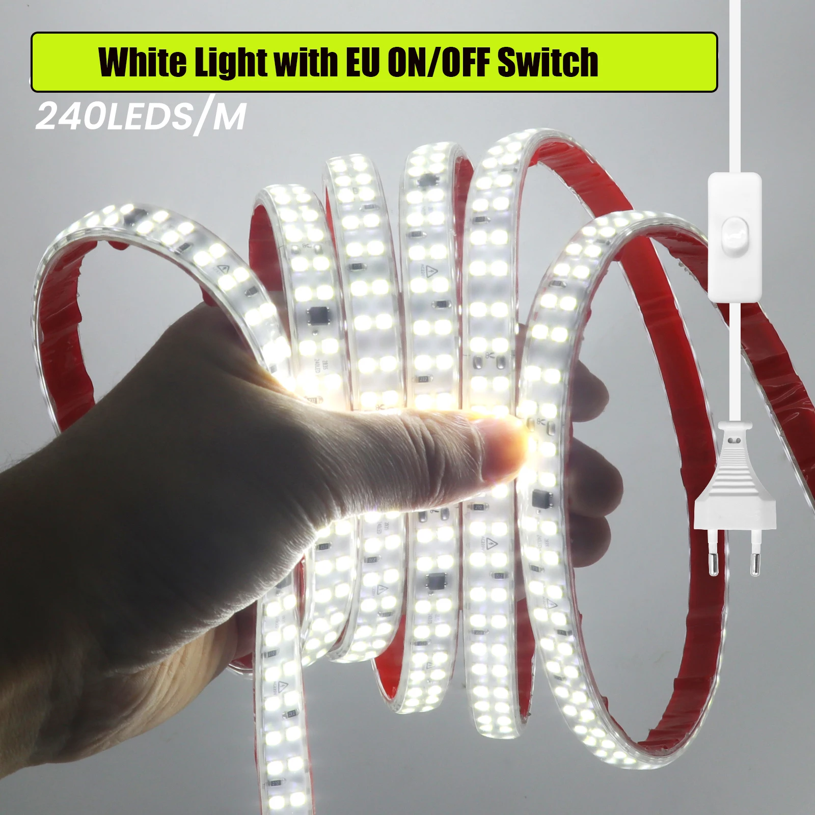 

HEGEHE Светодиодная лента 220В, водонепроницаемая, 240 светодиодов/м, 3000К/4000К/6000К