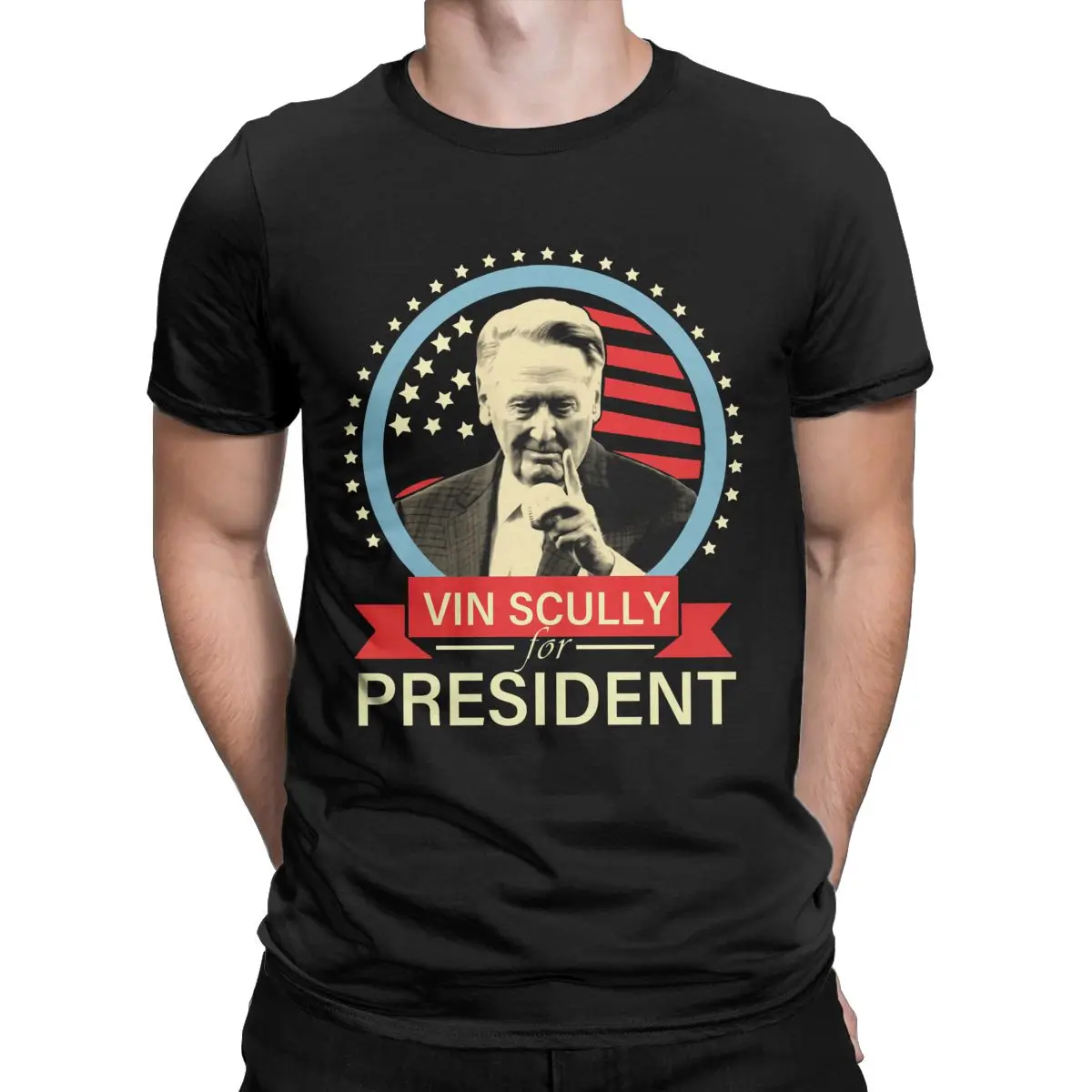 

Vin Scully For President Womens Love Men's t shirt for Los Angeles Dodgers baseball fans Casual Pure Cotton Party Clothing