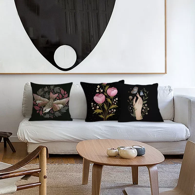 

2022Black Cushion Cover Linen Pillow Cover for Sofa Living Room Nordic 18x18 Decorative Pillows Home Decor Pillow Case