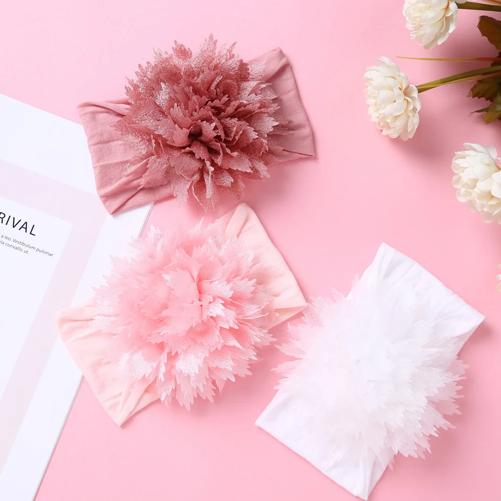 

Baby Hair Accessories Nylon Headdress Flower Children's Hair Band Infant Soft Turban Headband Newborn Baby Girl Headwrap