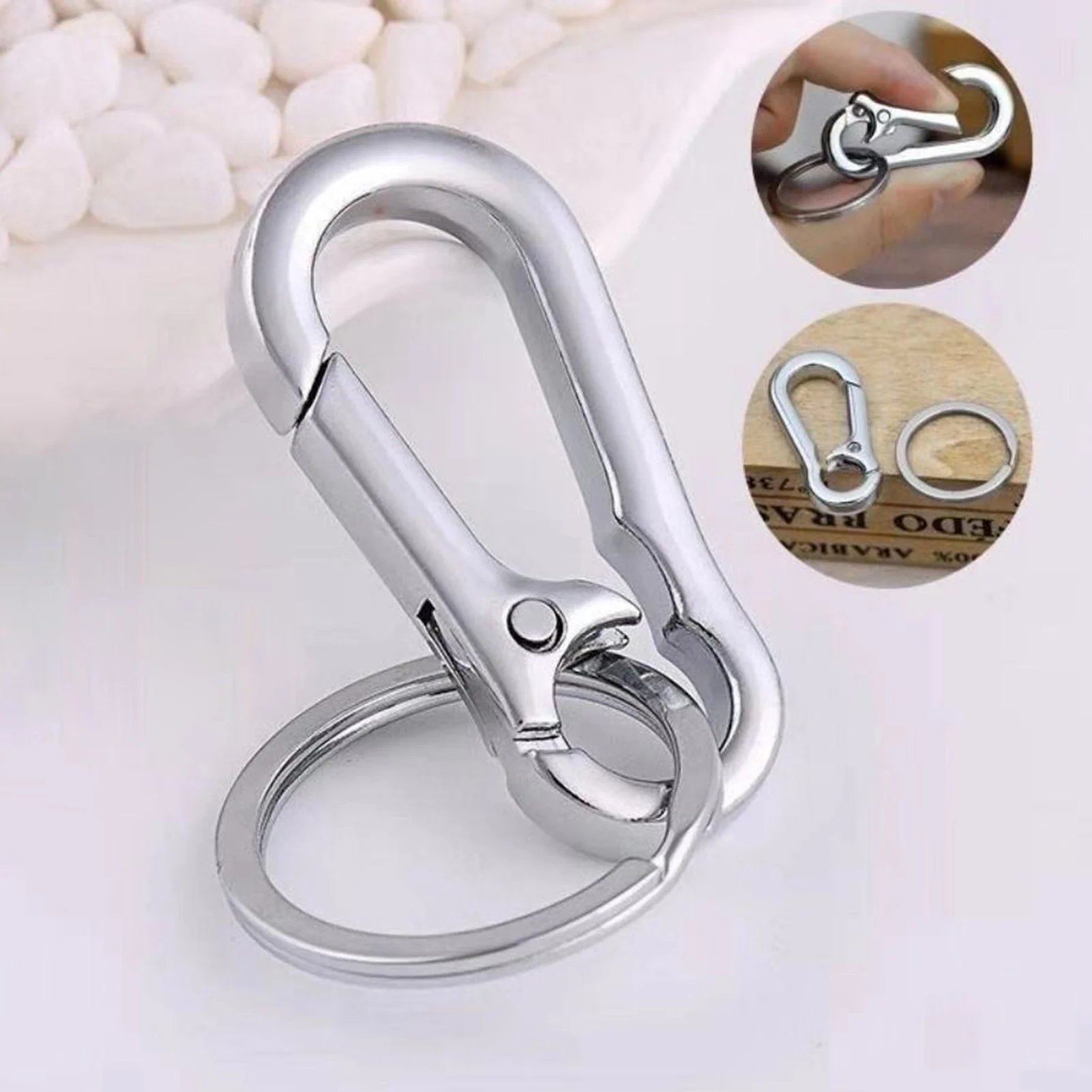 

1pc Stainless Steel Gourd Buckle Keychain Waist Belt Clip Anti-lost Buckle Hanging Classic Fashion Key Ring Car Decoration Gift