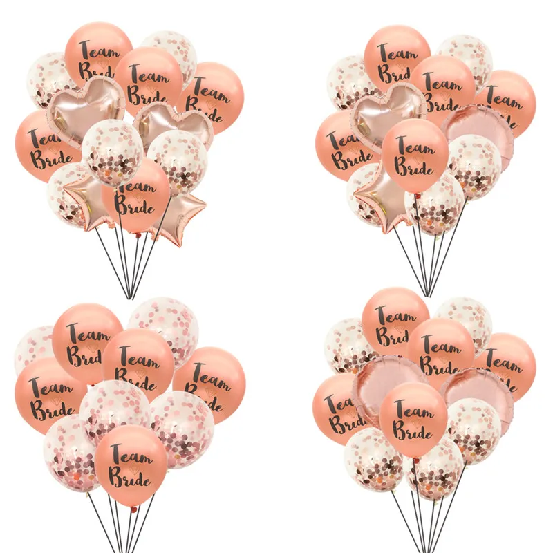 

Rosegold Team Bride Balloons Wedding Decoration Heart Star Confetti Balloon Bachelorette Party Hen Night Bridal Shower Supplies