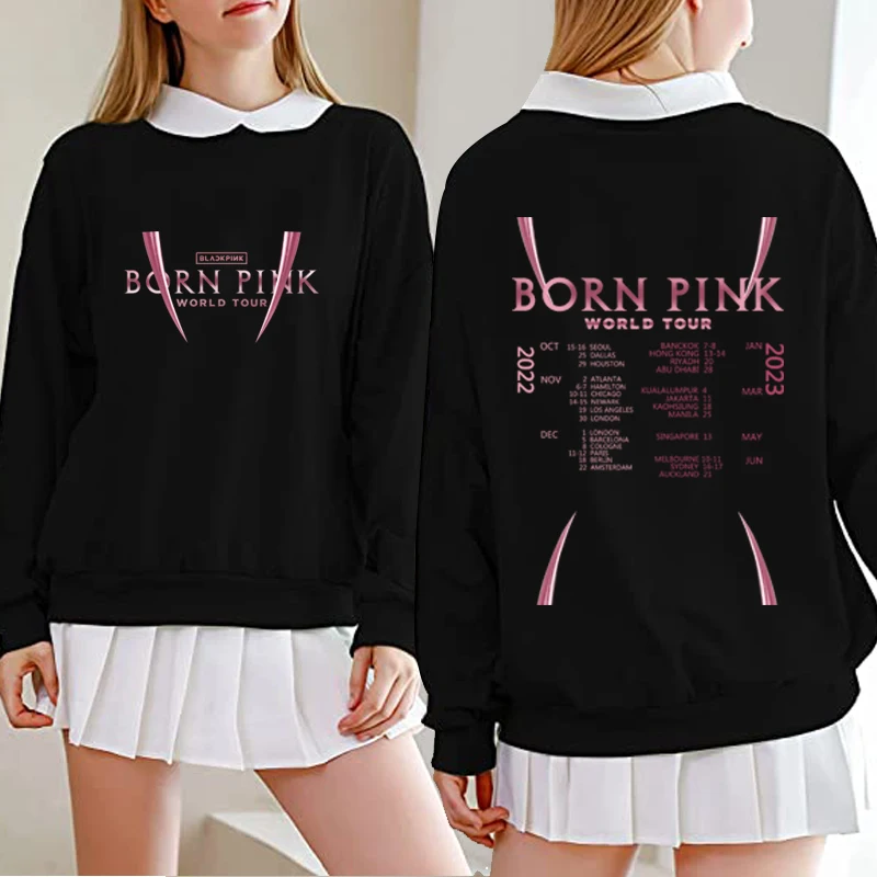 

Женская толстовка с капюшоном Kpop BP Born Pink Jisoo Lisa Rose Jennie, женские толстовки, Модные свитшоты для девочек на осень и зиму