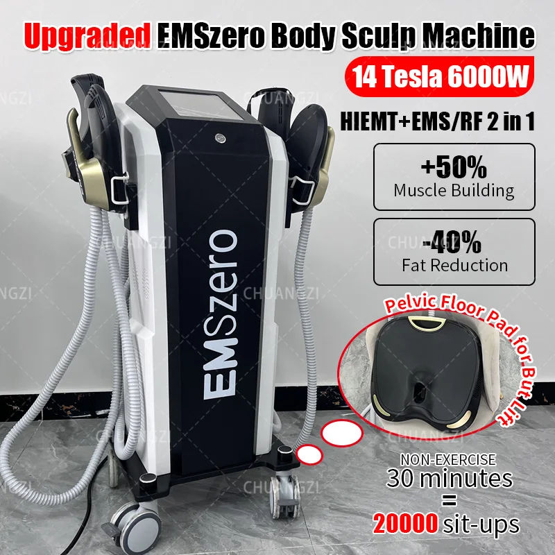 

2023 New DLS-EMSLIM NEO Power Supply 6000W 14 Tesla Hi-emt Machine with 4 Handles and Pelvic Stimulation Pad Optional EMSzero
