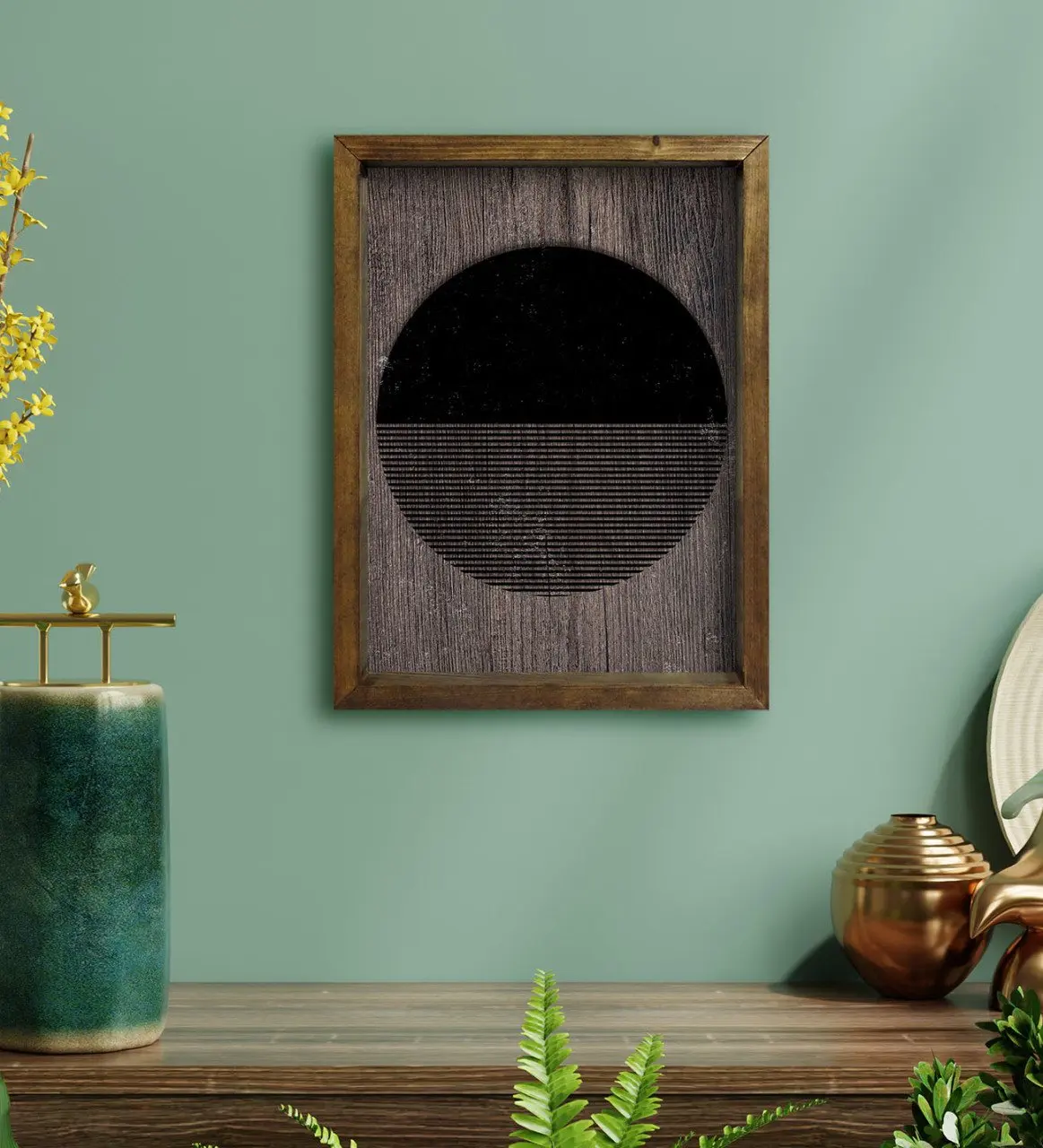 

BK Home Modern Art Design Natural Solid Wood Framed Tablo-5