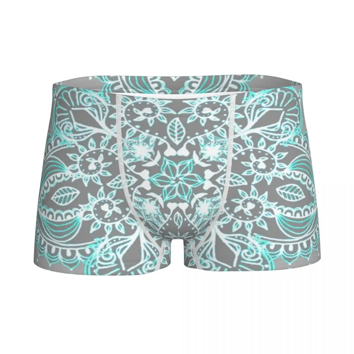 

Teal And Aqua Lace Mandala Children Boys Underwear Cotton Boxer Brief Panties Men Boxer Fashion Breathable Underpants Briefs