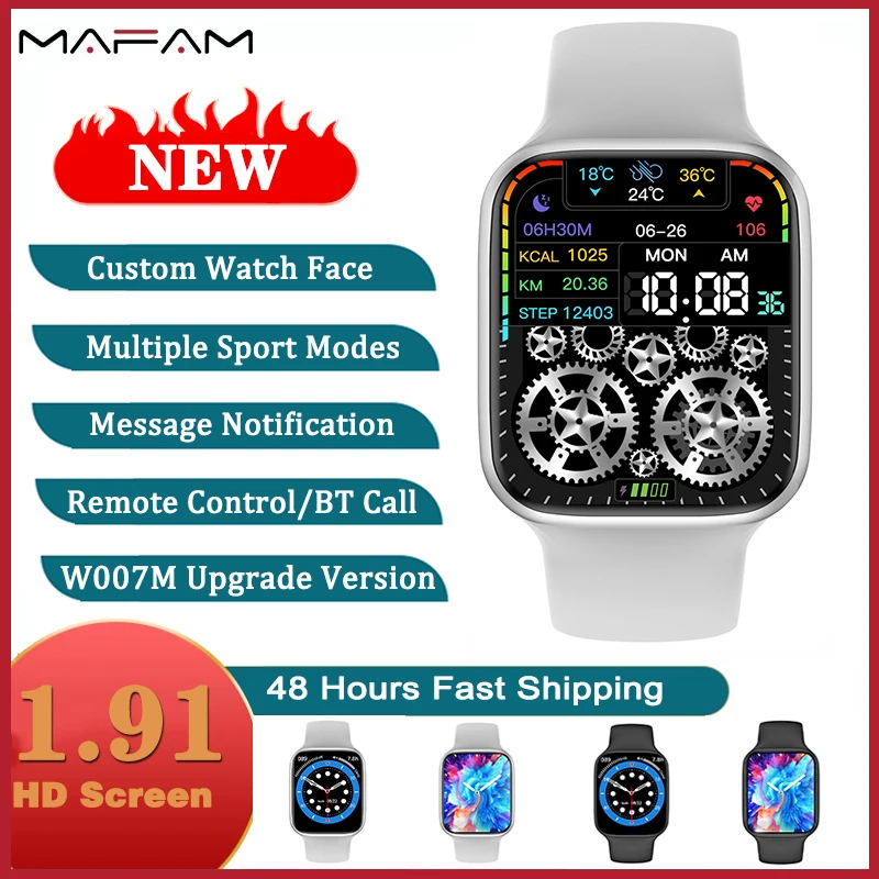 New Bluetooth Call Smart Watch Men W007M Waterproof Full Touch Screen Sports Fitness Smartwatch Custom Face W17 For Android IOS