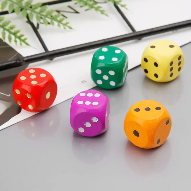 

Set of 5 Random Color Large 16mm Round CornerWooden Dice (5 Colors)