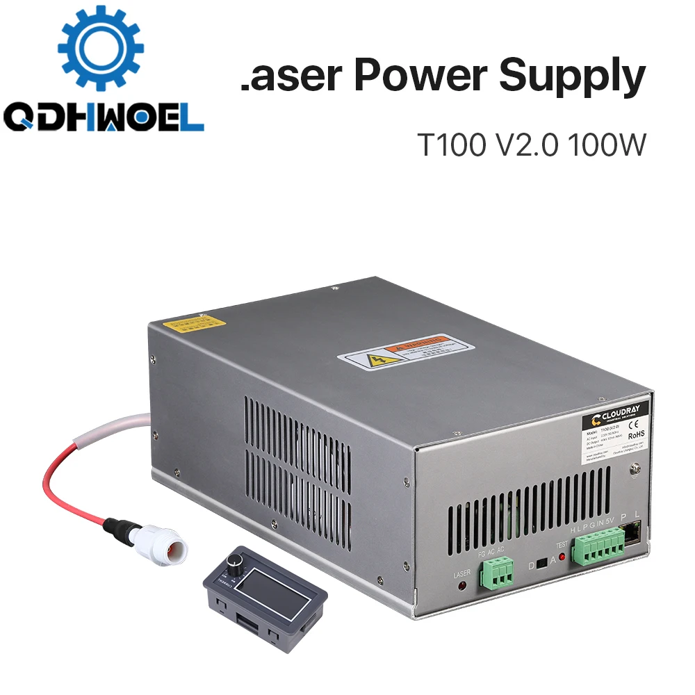 

QDHWOEL 80W-100W CO2 Laser Power Supply Source for CO2 Laser Engraving Cutting Machine LY-T100 T / W Plus Series Long Warranty