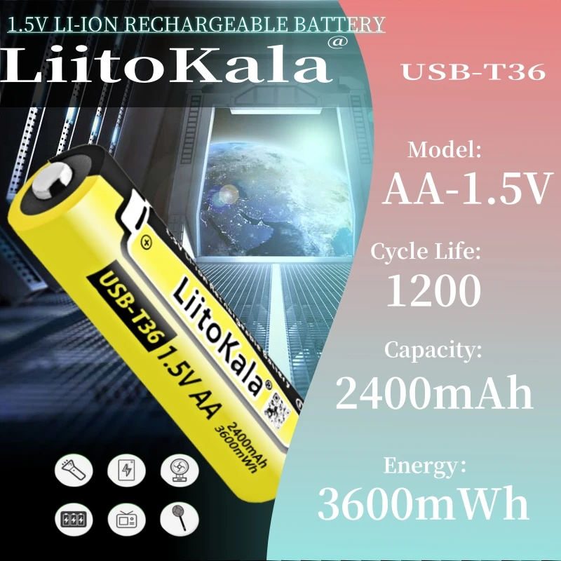 2-60 шт. LiitoKala USB-T36 1 5 В AA 3600 МВтч Литий-ионная аккумуляторная батарея USB большой