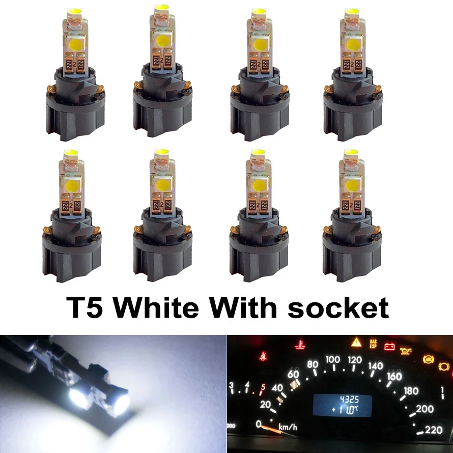 

8 шт. T5 B8.5 B8.5D W1.2W W3W PC74 PC37 светодиодная лампа салона автомобиля индикатор обогрева приборной панели клин авто инструментальная лампа 12 В